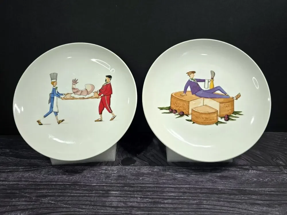 Set of 2 VTG Cider House Designpac French Waiter Appetizer Plates Shrimp/Cheese